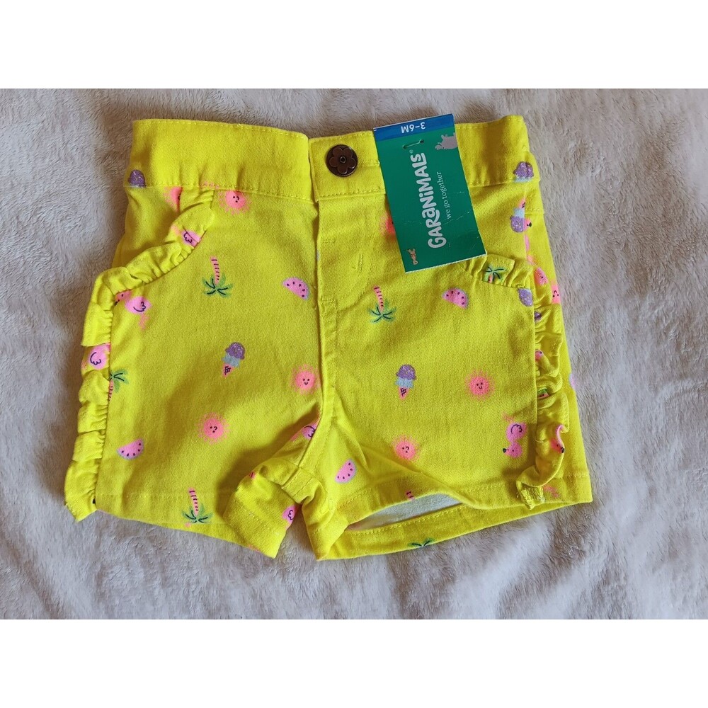 Shorts 3 To 6 Months New Garanimals Yellow With Summer Print Baby Girl